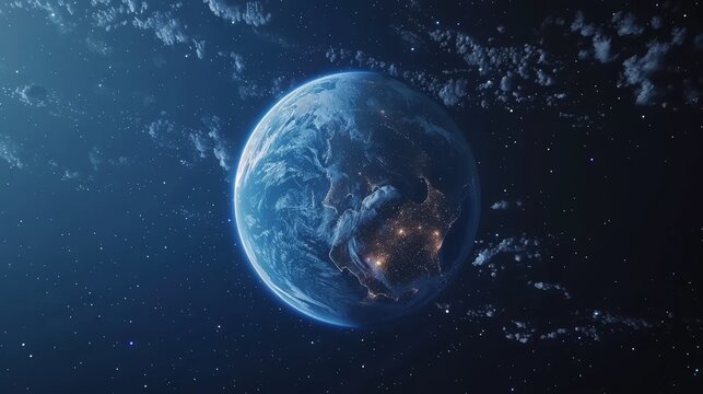 Stunning earth view at dawn from space, highlighting vibrant colors and atmospheric beauty
