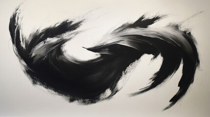 Obraz premium Abstract Black and White Swirling Brushstrokes Painting