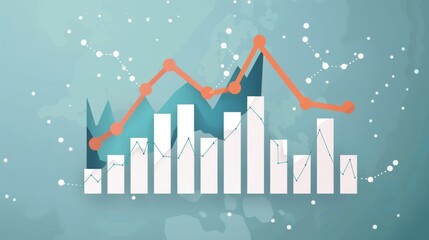 Abstract Business Analytics Graph with Data Network Background