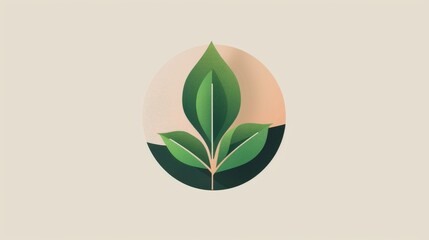 Stylized Green Plant Growth Icon in Circle