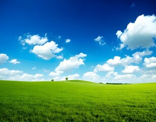green field and blue sky