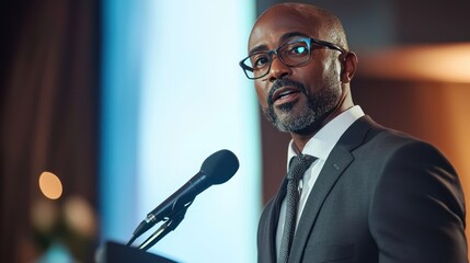Thought leader giving a keynote speech at a conference