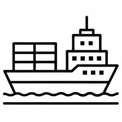 Cargo Ship outline icon on white background