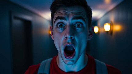 portrait of a young man screaming