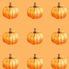 Orange pumpkins seamless pattern