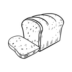 Hand-Drawn Bread Loaf in Black and White Retro Style  