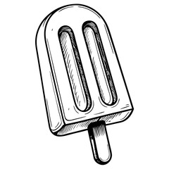 Vintage black and white popsicle illustration  