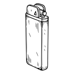 Retro black and white lighter illustration on a plain background  