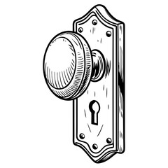 Retro Black and White Door Knob with Keyhole Design  