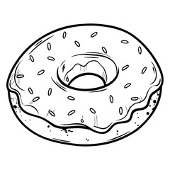 Vintage black and white donut sketch  