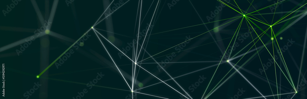 Leinwandbilder Abstract digital communication points. Technological background. Network connection structure. Color plexus effect. 3D