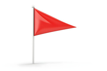 Red Triangular Flag Waves Gently Outdoors