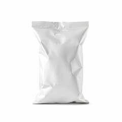 White plastic bag, minimalist packaging, plain pouch, food storage, blank label, snack container, simple design, product mockup, empty packet, sealed edges, flexible packaging