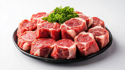 Fototapeta premium Chinese mutton in white plate, on white background. raw and fresh ingredients.