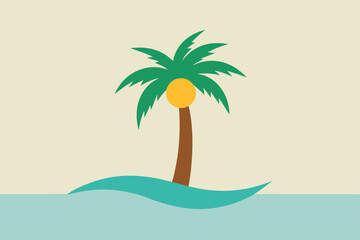 Fototapeta premium Sunset Illustration of Gradient beach landscape silhouette vector background