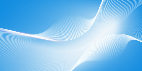 Abstract blue gradient background with shining lines waves. Minimalist background for banner, poster,