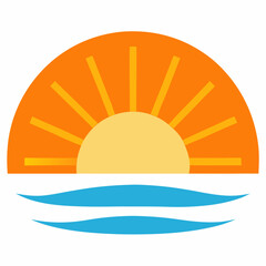 Fototapeta premium Sunset Illustration of Gradient beach landscape silhouette vector background