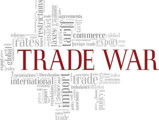 Trade War word cloud conceptual design isolated on white background.