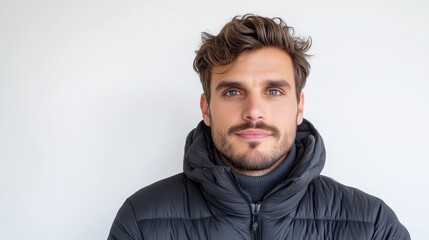 Obraz premium Man in a black winter coat