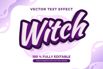 Witch Editable purple and white vector text effect. Perfect for Halloween or magical designs