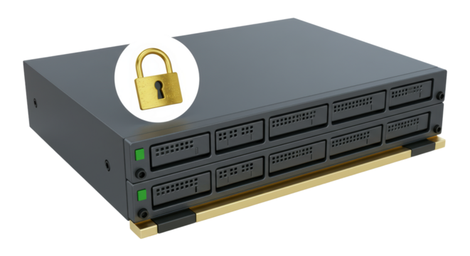 Isolated Server with Lock Symbolizing Data Security