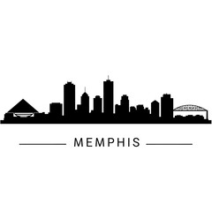 Obraz premium Memphis Skyline Silhouette Iconic Cityscape Design.