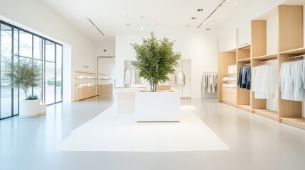 Fototapeta premium Minimalist clothing store interior