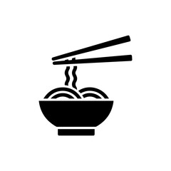 Chopsticks Holding Noodles Above a Bowl Icon Black Filled Flat