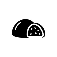Fototapeta premium Daifuku with Mochi Outer and Beans Inside Icon Black Filled Style