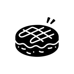Okonomiyaki Savory Pancake Icon Black Fill Simple