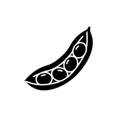 Soybeans in Pod Icon in Black Filled Flat Design