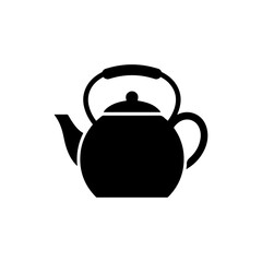 Teapot with Curved Handle and Spout Icon Black Filled