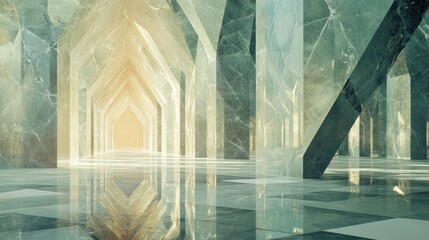 A crystalline structure forming infinite reflections, mesmerizing and surreal, --ar 16:9 --v 6.1 Job ID: 181e8cfb-4067-401b-8d2b-65de11c116a0