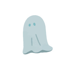 ハロウィンのおばけの手描きのかわいいカラーイラスト