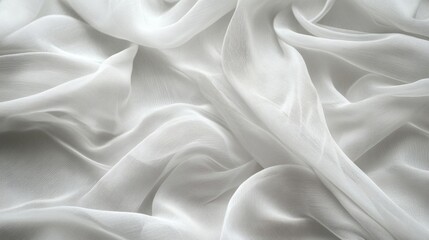 Obraz premium White Sheer Fabric with Delicate Draped Texture