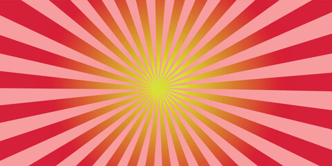 retro sunburst background with rays, red and yellow rays