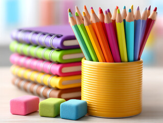 Obraz premium colorful stationery: desk essentials