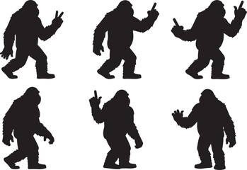 Bigfoot Sasquatch Funny Pose Silhouette Bundle