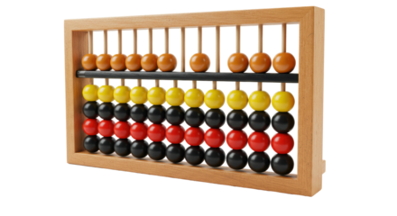 Isolated Wooden Abacus with Colorful Beads