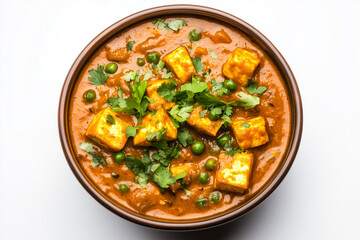 Indian Dish In Brown Bowl On White Background