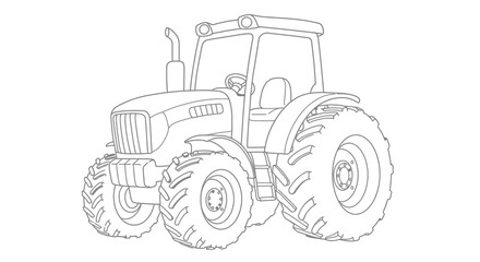 Obraz premium Chibi Tractor Coloring Sheet with Big Back Wheels - Easy Outline Farm Vehicle for Kids Art