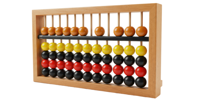 Isolated Wooden Abacus with Colorful Beads