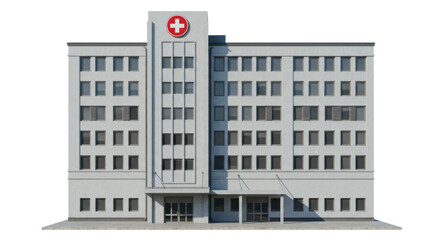 Isolated Modern Hospital Building Exterior