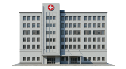 Isolated Modern Hospital Building Exterior