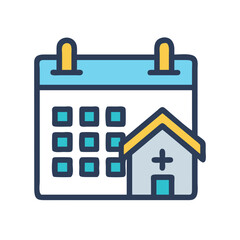 Fototapeta premium Construction Calendar with House and Plus Icon Design