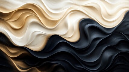 Obraz premium Abstract Gold Black White Fluid Wave Background Texture