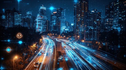 Obraz premium Smart City at Night