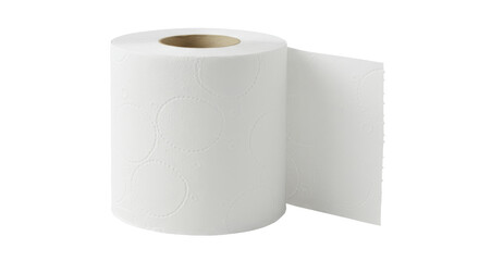 Isolated Roll of White Toilet Paper with Textured Surface