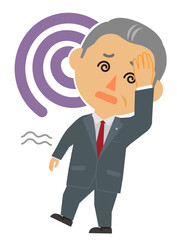 スーツ男性高齢者めまい