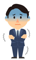 スーツ男性震え